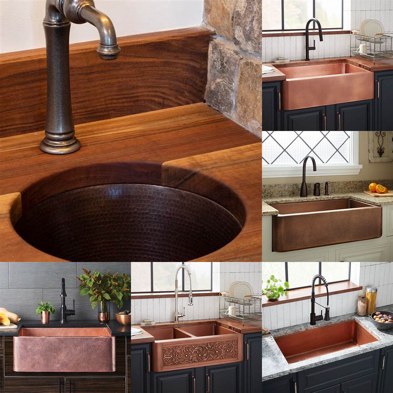 Handcrafted Wood Finish with Copper Sink