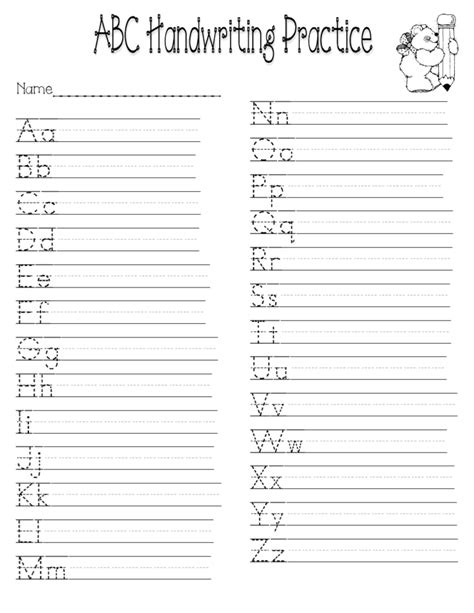 Handwriting Practice Free Printable