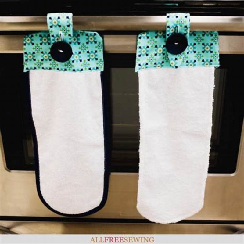Hanging Kitchen Towels With Button Pattern