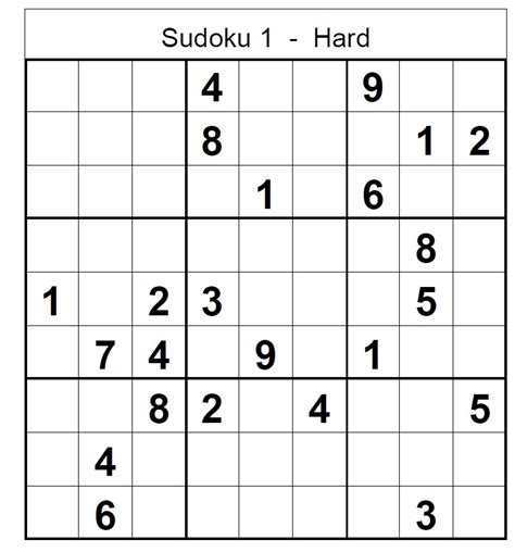 Hard Sudoku Printable