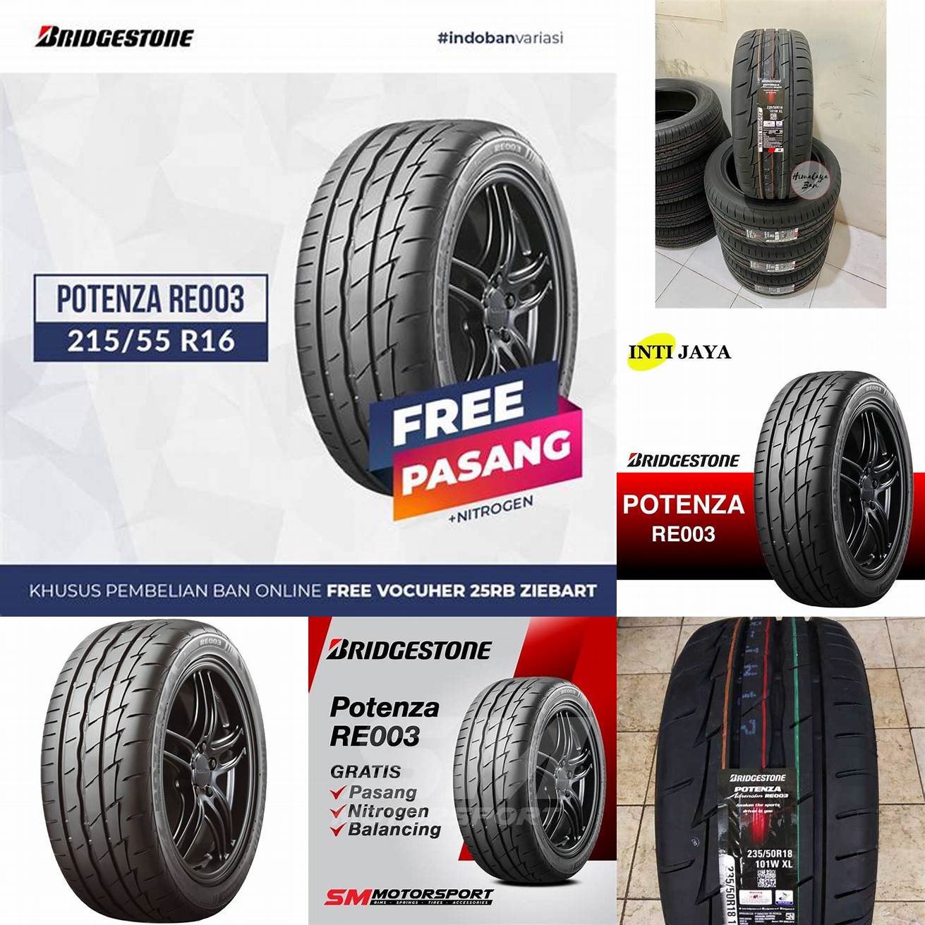 Harga ban mobil Bridgestone Potenza RE003 ring 14 Rp 1400000 - Rp 1800000