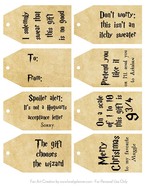 Harry Potter Gift Tags Free Printable
