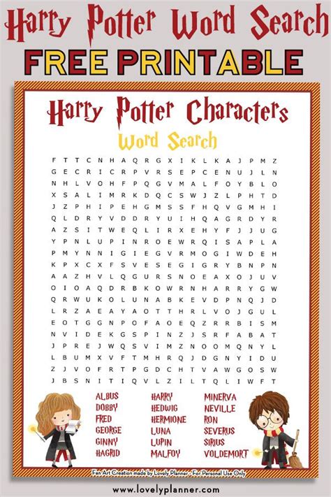 Harry Potter Word Searches Printable