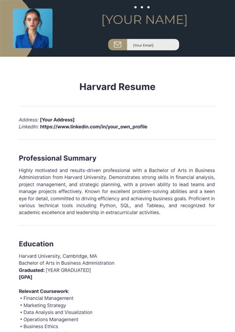 Harvard Template Resume