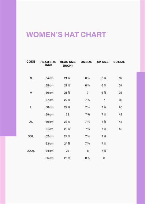 Hat Size Chart Women