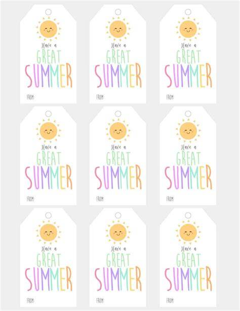 Have A Great Summer Tags Free Printable