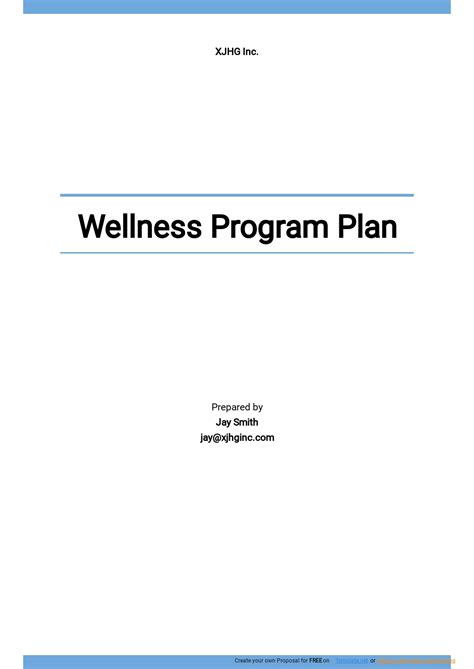 Health And Wellness Plan Template