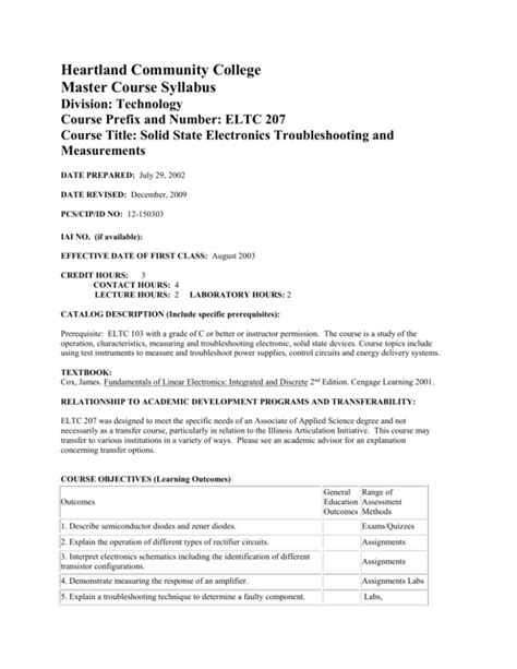 Heartland Community College Course Catalog 2001 2002