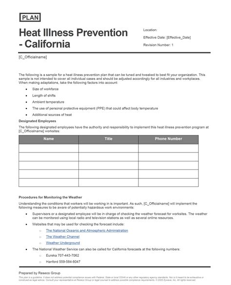 Heat Illness Prevention Program Template