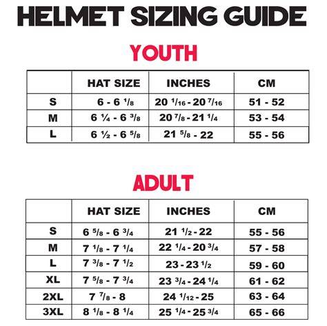 Helmet Youth Size Chart
