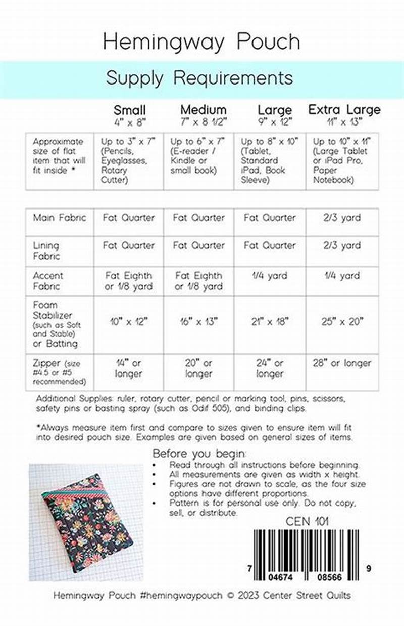 Hemingway Pouch Pattern