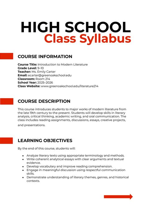 High School Syllabus Template Google Docs