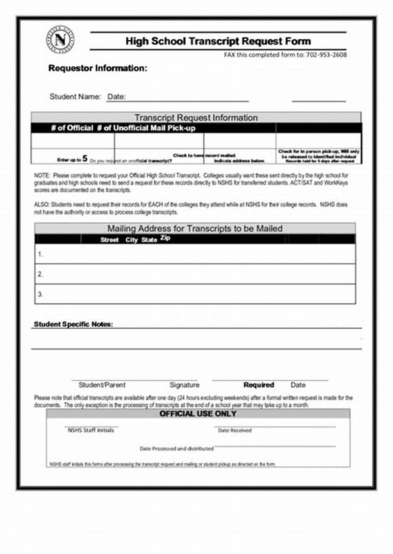 High School Transcript Request Form