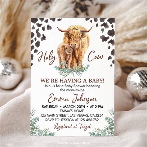 Highland Cow Invitation Template