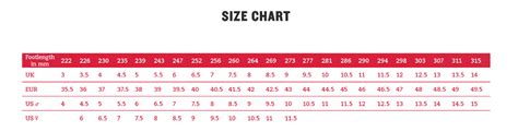 Hike Footwear Size Chart