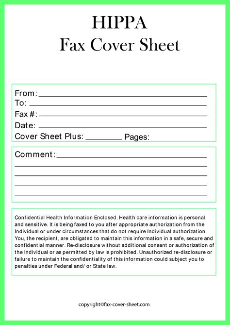 Hipaa Fax Cover Sheet Template