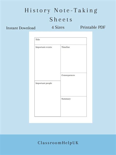 History Note Taking Template