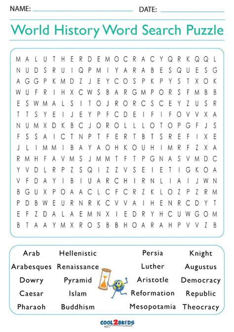 History Word Search Printable