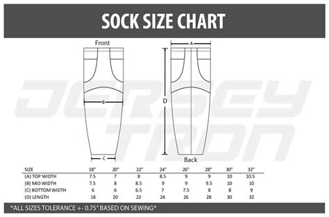Hockey Sock Sizing Chart