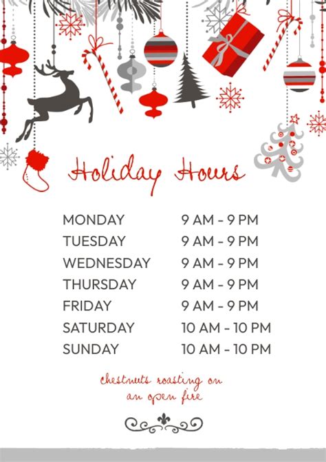 Holiday Hours Template Free