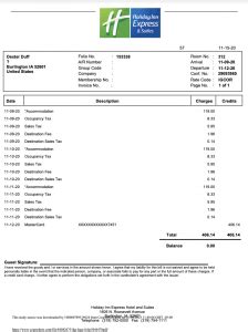 Holiday Inn Receipt Template