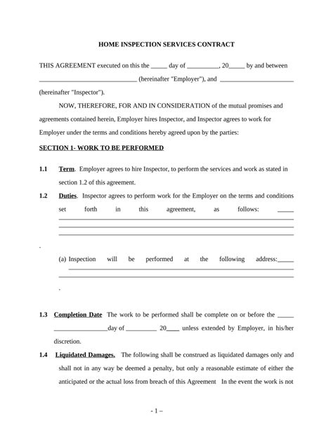 Home Inspection Agreement Template
