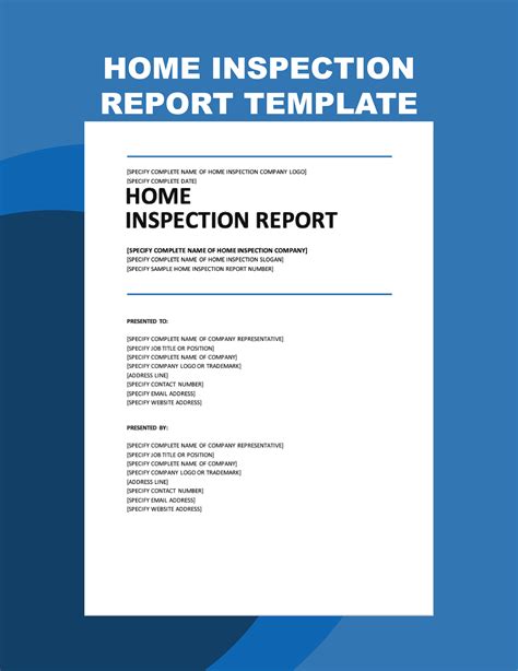 Home Inspection Report Template Word