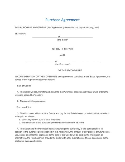 Home Purchase Contract Template