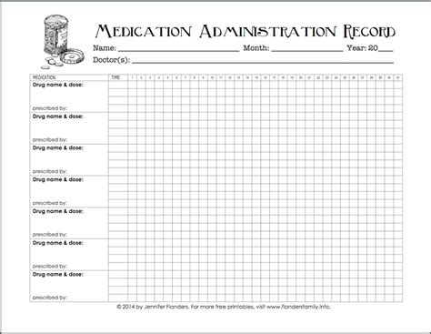 Home Use Printable Medication Chart