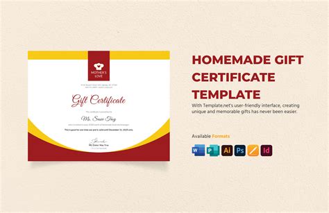 Homemade Gift Certificate Template Word