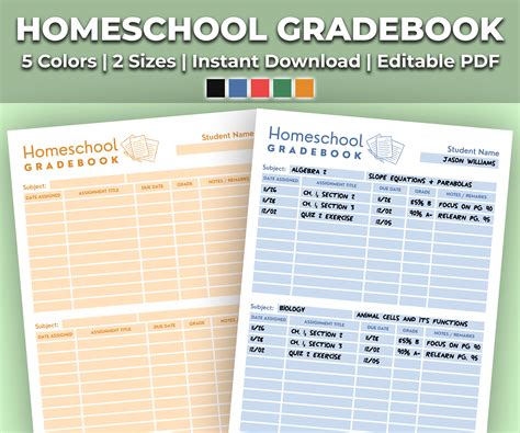 Homeschool Grading Template