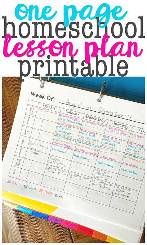 Homeschool Lesson Planner Template