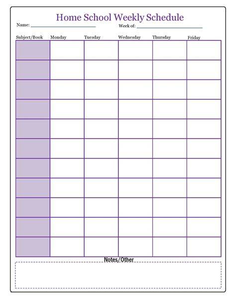 Homeschool Schedule Template Free
