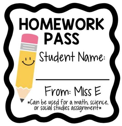 Homework Pass Template