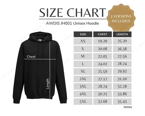 Hoodies Size Chart
