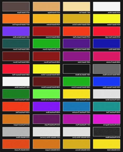 Hot Rod Flatz Color Chart