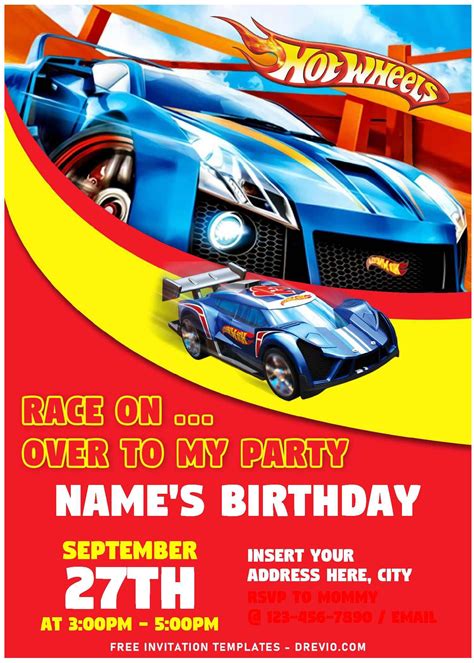 Hot Wheels Birthday Invitation Template