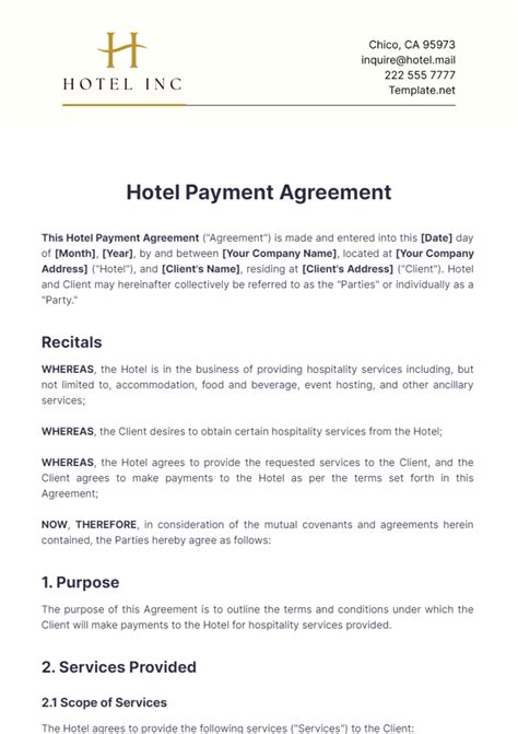 Hotel Contract Template