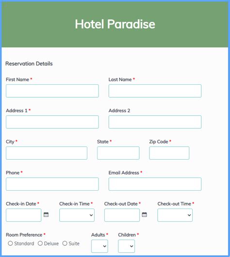 Hotel Reservation Template