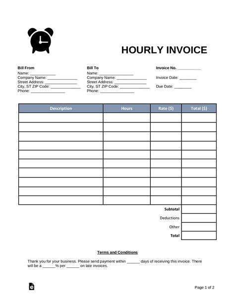 Hourly Billing Invoice Template