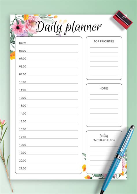 Hourly Daily Planner Template