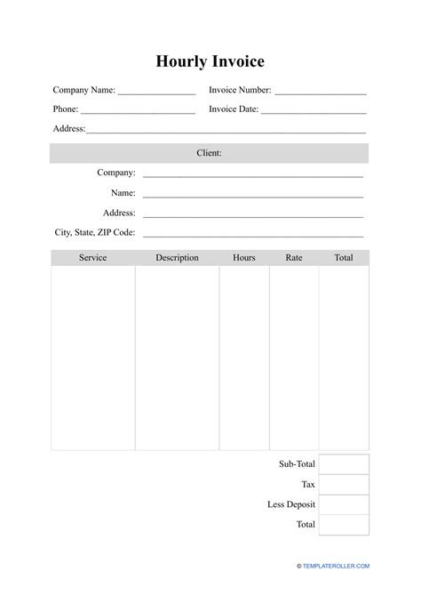 Hours Worked Invoice Template