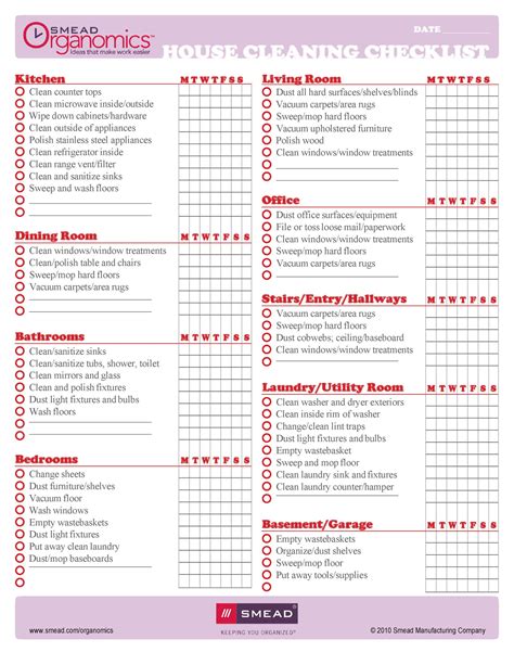 House Cleaning Checklist Templates