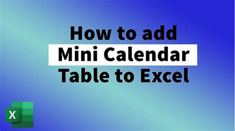 How To Add Mini Calendar In Excel