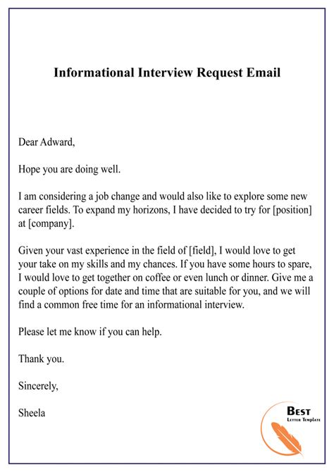How To Ask For An Informational Interview Email Template