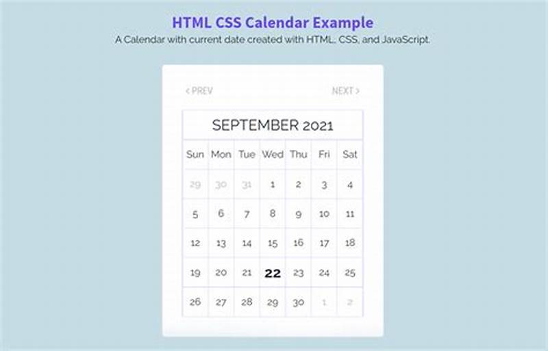 How To Code A Calendar In Html