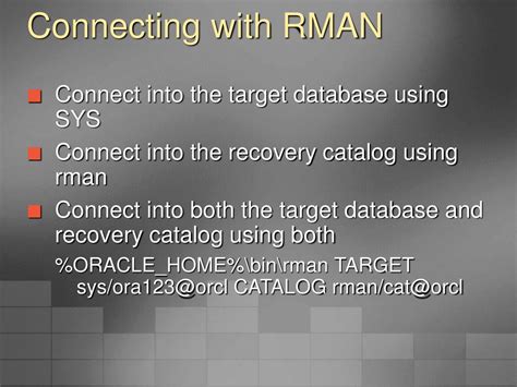 How To Connect To Rman Catalog