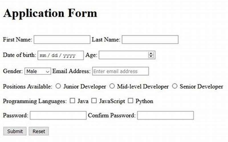 How To Create Application Form In Html
