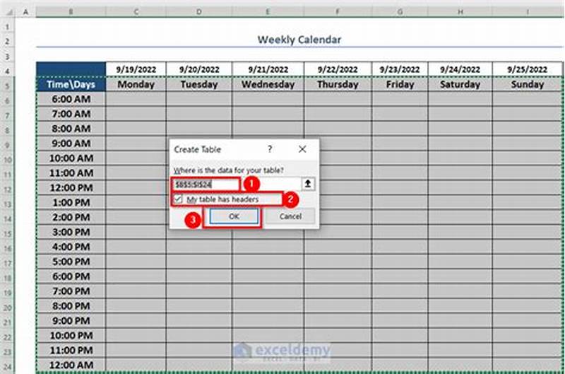 How To Create Weekly Calendar In Excel