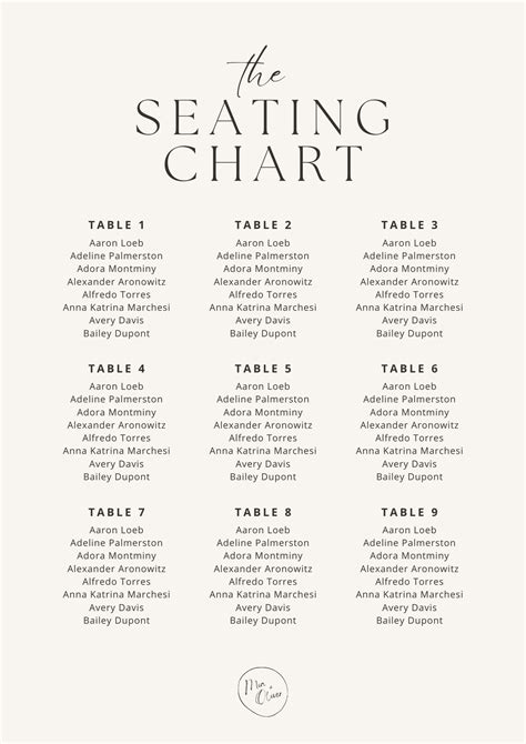How To Organize A Wedding Seating Chart